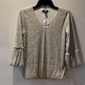 NWT Size XS Alfani metallic gold 3/4 sleeve blouse